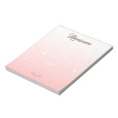 Luxe persoonlijke cadeau. Luxury Personalized Pink Notitieblok (Linkerzijde)