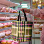 Luxe Persoonlijke Olijfgroene, Gouden & Roze Gerui Tote Bag