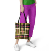 Luxe Persoonlijke Olijfgroene, Gouden & Roze Gerui Tote Bag