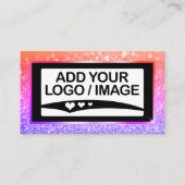 Luxe Perzik Roze Sparkle Logo Foto kleurrijk Visitekaartje (Voorkant)