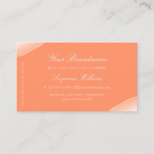 Luxe perzikkleuren met sprankelende diamanten visitekaartje (Achterkant)