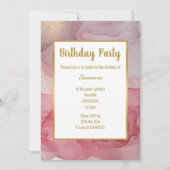 LUXE PINK BLUSH MARBLE ROOS BIRTHDAY INVITATION KAART (Voorkant)