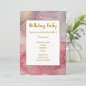 LUXE PINK BLUSH MARBLE ROOS BIRTHDAY INVITATION KAART (Staand voorkant)
