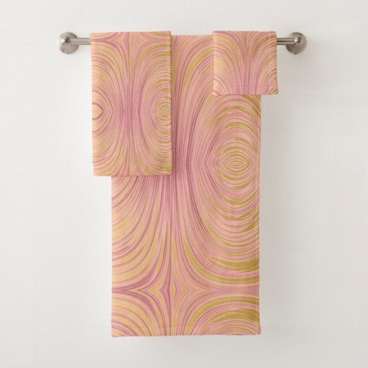 LUXE PINK GOLD ABSTRACTE BATHROOM TOWEL SET BAD HANDDOEK (Insitu)