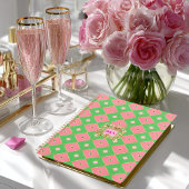 Luxe Pink & Green Harlequin Monogram Planner