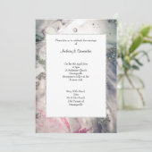 LUXE PINK MARBLE GLITTER WEDDING Invitation Kaart (Staand voorkant)