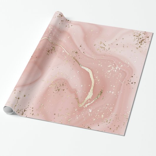 LUXE PINk ROSE MARBLE WRAPPING PAPIER (Uitgerold)
