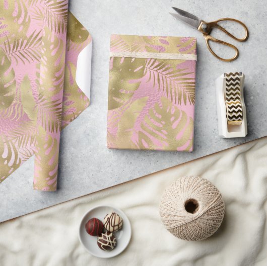 LUXE PINK TROPICAL WRAPPING PAPIER GIFT WRAP (Crafts)