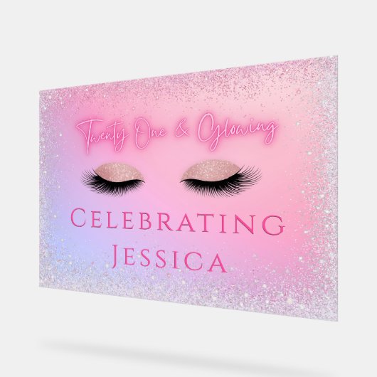 Luxe Pink Twenty One & Glowing 21st Birthday Acryl Bord (Hoek)