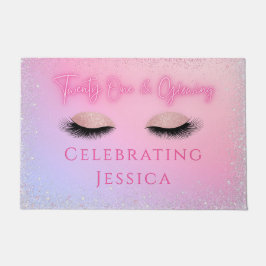 Luxe Pink Twenty One & Glowing 21st Birthday Deurmat