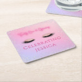Luxe Pink Twenty One & Glowing 21st Birthday Kartonnen Onderzetters (Schuin)