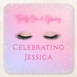 Luxe Pink Twenty One & Glowing 21st Birthday Kartonnen Onderzetters