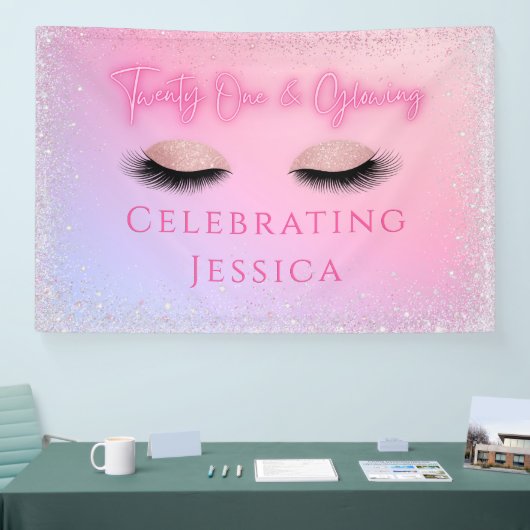 Luxe Pink Twenty One & Glowing 21st Birthday Spandoek (Beurs)