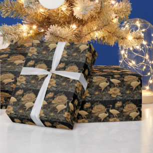 Luxe Pioen en Kraanvogel Aziatisch-Inspireerde Ele Cadeaupapier