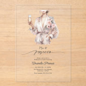 Luxe PJ's & Prosecco Acryl Bachelorette Party Uitnodigingen (Voorkant)