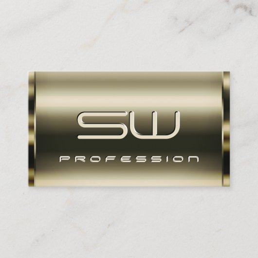 Luxe Platina Optica en Faux 3D Monogram Visitekaartje (Voorkant)