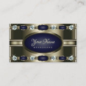 Luxe Platinum- en blauwe kleuren met Faux Diamonds Visitekaartje (Voorkant)