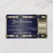 Luxe Platinum- en blauwe kleuren met Faux Diamonds Visitekaartje (Achterkant)