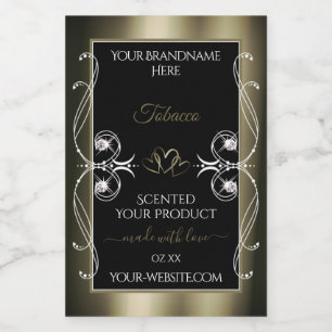 Luxe Platinum Zwarte Productlabels Sierlijk Voedselcontainer Etiket