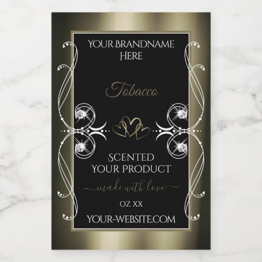 Luxe Platinum Zwarte Productlabels Sierlijk Voedselcontainer Etiket (Enkel label)