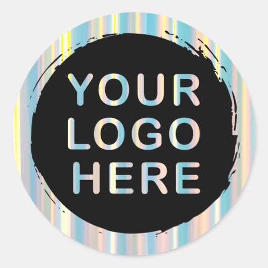Luxe podium met holografische aangepaste Logo Ronde Sticker (Voorkant)