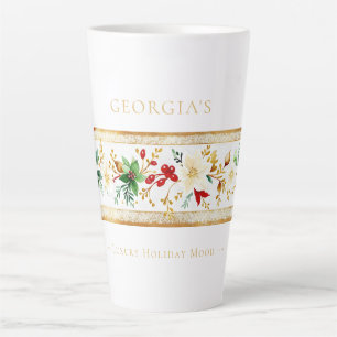 Luxe Poinsettia Kerst Bloemstuk Goud MH26 Latte Mok