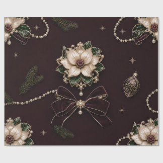 Luxe Poinsettia Kerstsieraad Garnet Inpakpapier