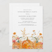 Luxe Pompoen Wildflower Herfst 90e Verjaardag Kaart (Voorkant / Achterkant)