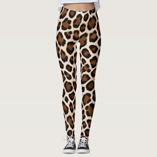 Luxe Populair Wit Luipaard Elegant Collectie Leggings (Voorkant)