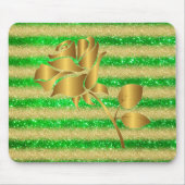 Luxe populaire Floral Green Gold Glitter Gift Muismat (Voorkant)