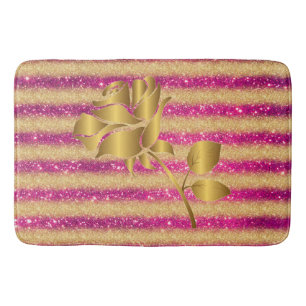 Luxe populaire Floral Pink Gold Glitter Badmat