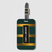 Luxe Populaire Groene Gouden Linnen Textuur Collec Bagagelabel (Voorkant (verticaal))