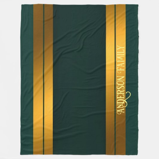 Luxe Populaire Groene Gouden Linnen Textuur Collec Fleece Deken (Voorkant)