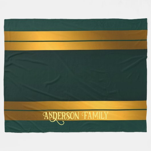Luxe Populaire Groene Gouden Linnen Textuur Collec Fleece Deken (Voorkant (Horizontaal))