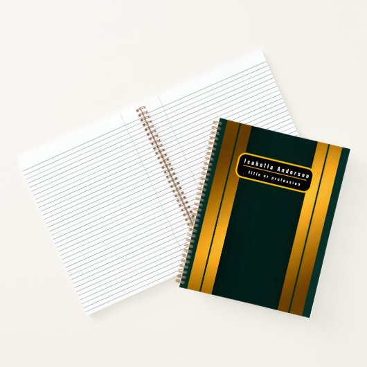 Luxe Populaire Groene Gouden Linnen Textuur Collec Notitieboek (Binnen)