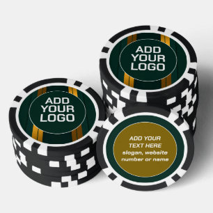Luxe Populaire Groene Gouden Linnen Textuur Collec Poker Chips