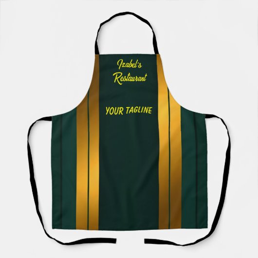 Luxe Populaire Groene Gouden Linnen Textuur Collec Schort (Voorkant)