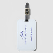 Luxe Porselein Witte Cursive Bruid Bagagelabel (Voorkant (verticaal))