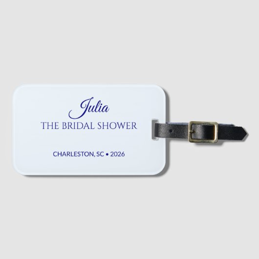 Luxe Porselein Witte Cursive Bruid Bagagelabel (Voorkant (horizontaal))