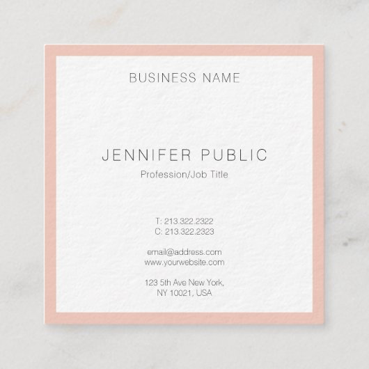 Luxe Premium - dikke, moderne elegante Sjabloon Vierkante Visitekaartje (Achterkant)