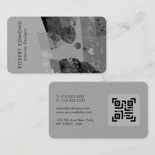 Luxe Premium - grijs artistiek uniek Abstract QR Visitekaartje (Voorkant / Achterkant)