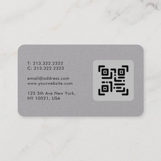 Luxe Premium - grijs artistiek uniek Abstract QR Visitekaartje (Achterkant)
