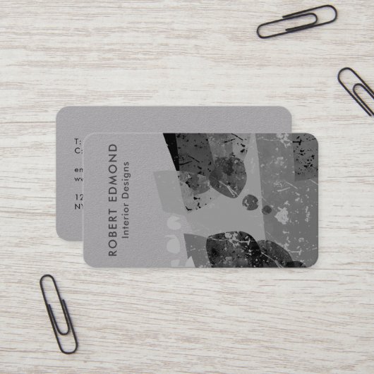 Luxe Premium - grijs artistiek uniek Abstract QR Visitekaartje (Voorkant / Achterkant in situ)