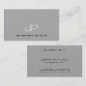 Luxe Premium Grijs Elegant Modern Monogram Eenvoud Visitekaartje (Voorkant / Achterkant)