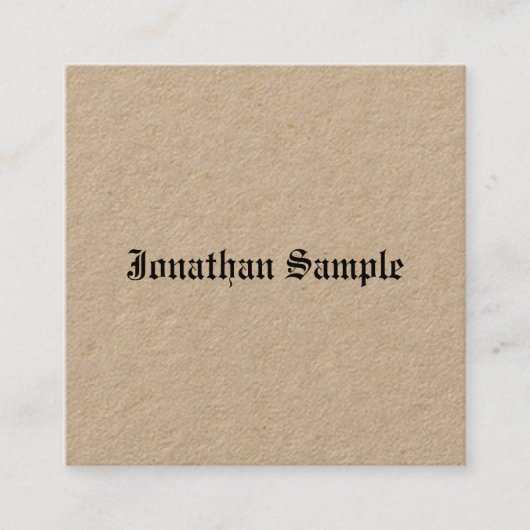Luxe Premium Kraft Nostalgische klassieke look Vierkante Visitekaartje (Voorkant)