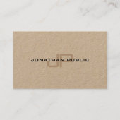 Luxe Premium Kraft Paper Elegant Modern Monogram Visitekaartje (Voorkant)
