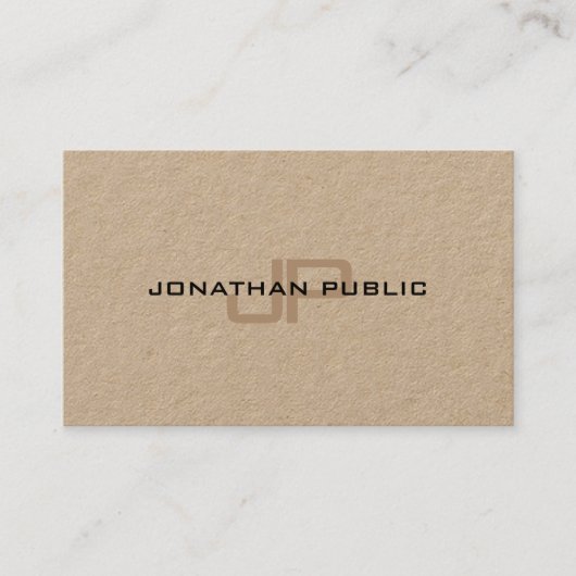 Luxe Premium Kraft Paper Elegant Modern Monogram Visitekaartje (Voorkant)