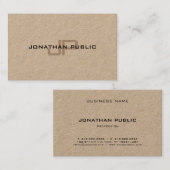 Luxe Premium Kraft Paper Elegant Modern Monogram Visitekaartje (Voorkant / Achterkant)