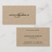 Luxe Premium Kraft-papier Elegant Modern Monogram Visitekaartje (Voorkant / Achterkant)