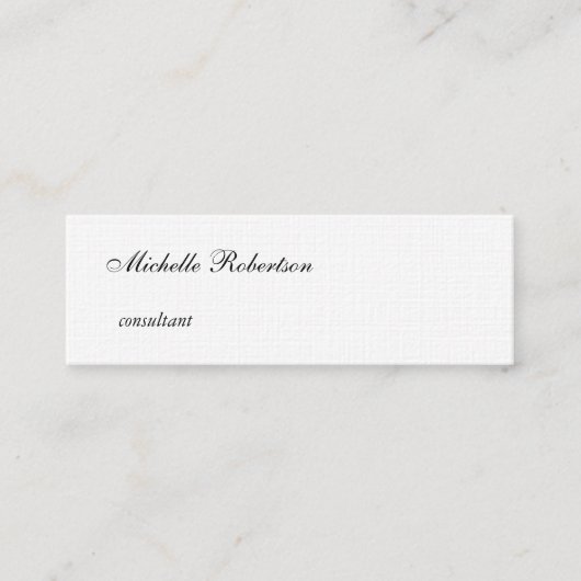 Luxe Premium Linen Black White Plain minimalist Mini Visitekaartje (Voorkant)